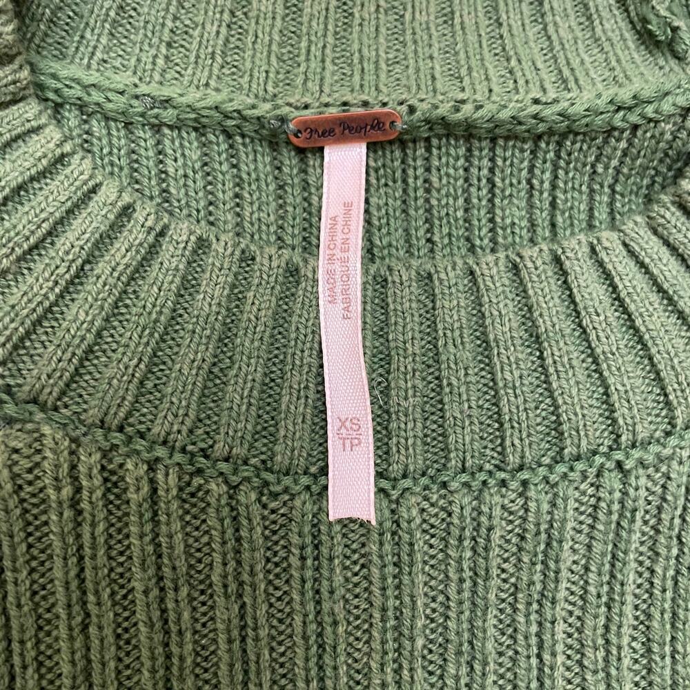 Free People XS Zou Bisou Sweater Dress | Green, Bell Sleeves, Ruffle Trim, $120 - Picture 4 of 5